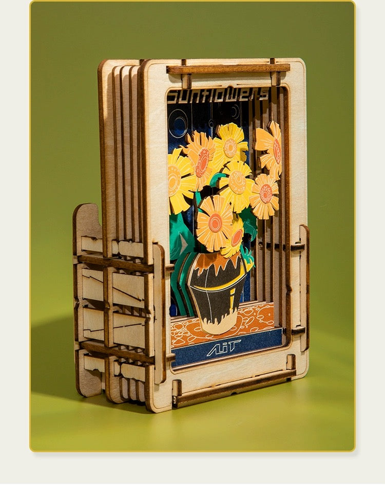 DIY Wooden Jigsaw Puzzle Multi-Purpose World Famous Paintings | SunFlower - Art Frame Home Decoration Gift