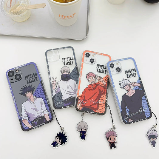 Japanese Anime Jujutsu Kaisen Clean Phone Case with Strap | Satoru Yuji Megumi Inumaki Toge - iPhone Case 7 8 PLUS SE2 XS XR X 11 12 13 14 15 16 Pro Promax 12mini 13mini
