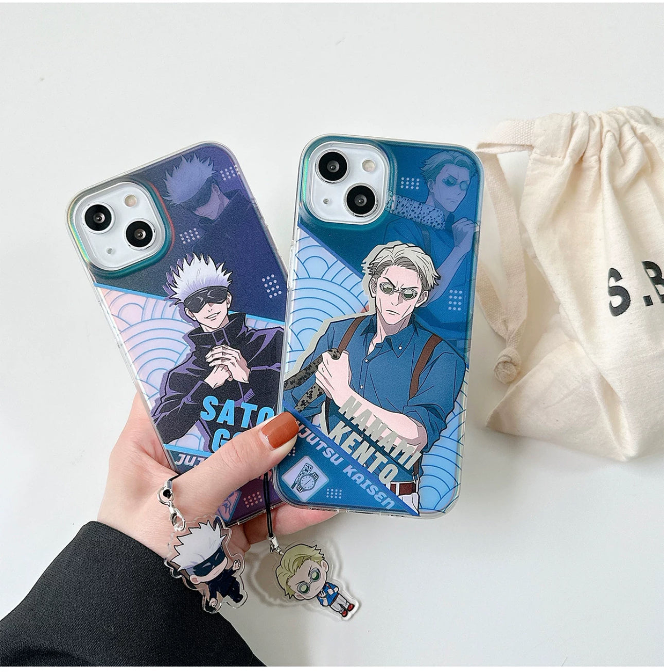 Japanese Anime Jujutsu Kaisen Phone Case with Strap | Satoru Yuji Megumi Nanami - iPhone Case 7 8 PLUS SE2 XS XR X 11 12 13 14 15 Pro Promax 12mini 13mini