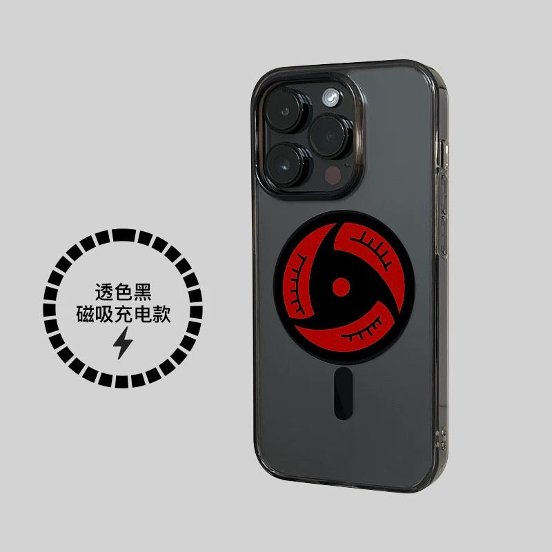 Japanese Anime Naruto Ninja | Clean Black Magnetic Case Mangekyo Sharingan - iPhone Case 12 13 14 15 16 Pro Promax