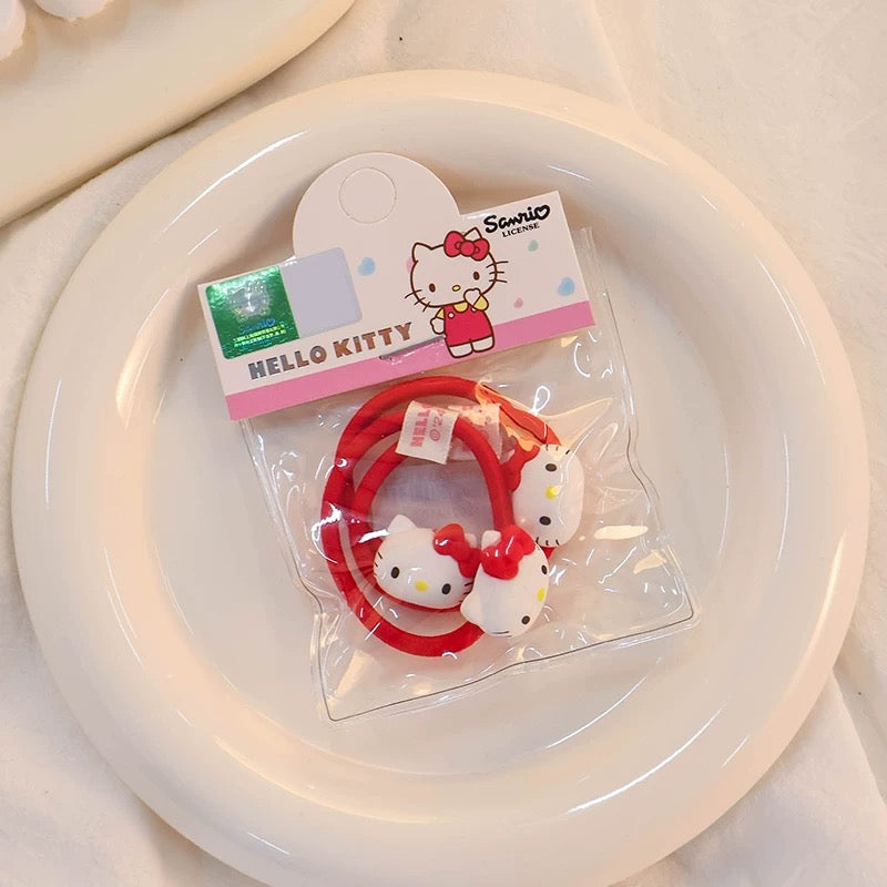 Sanrio Big Head Hair Tie 3pcs Set | Hello Kitty My Melody Kuromi Cinnamoroll  Pochacco KawaiiGiftLand