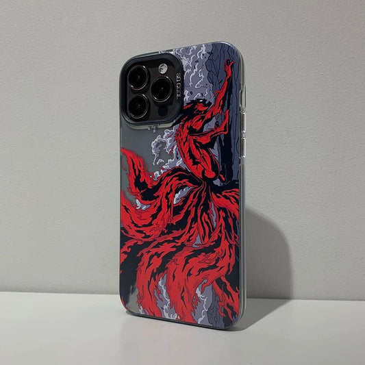 Japanese Anime Naruto Ninja | Clean Black Case Kurama Nine Tails - iPhone Case 7 8 PLUS XS XR X 11 12 13 14 15 16 Pro Promax SE3 SE2 mini