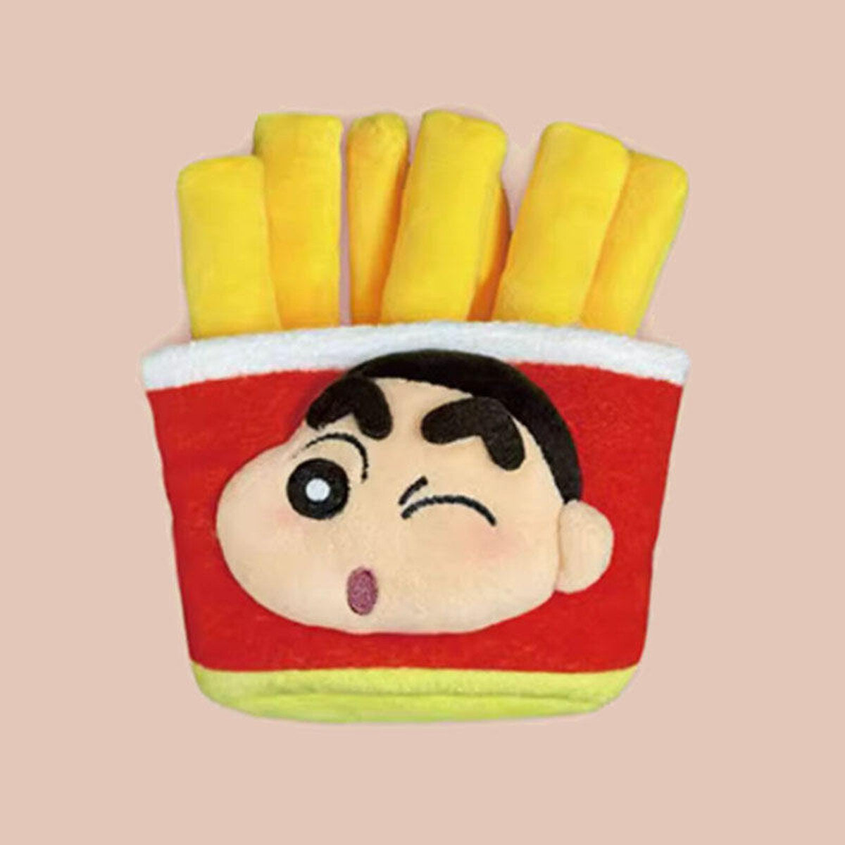 Fries Shin-chan Happy Bucket confirmed plush pendant close-up