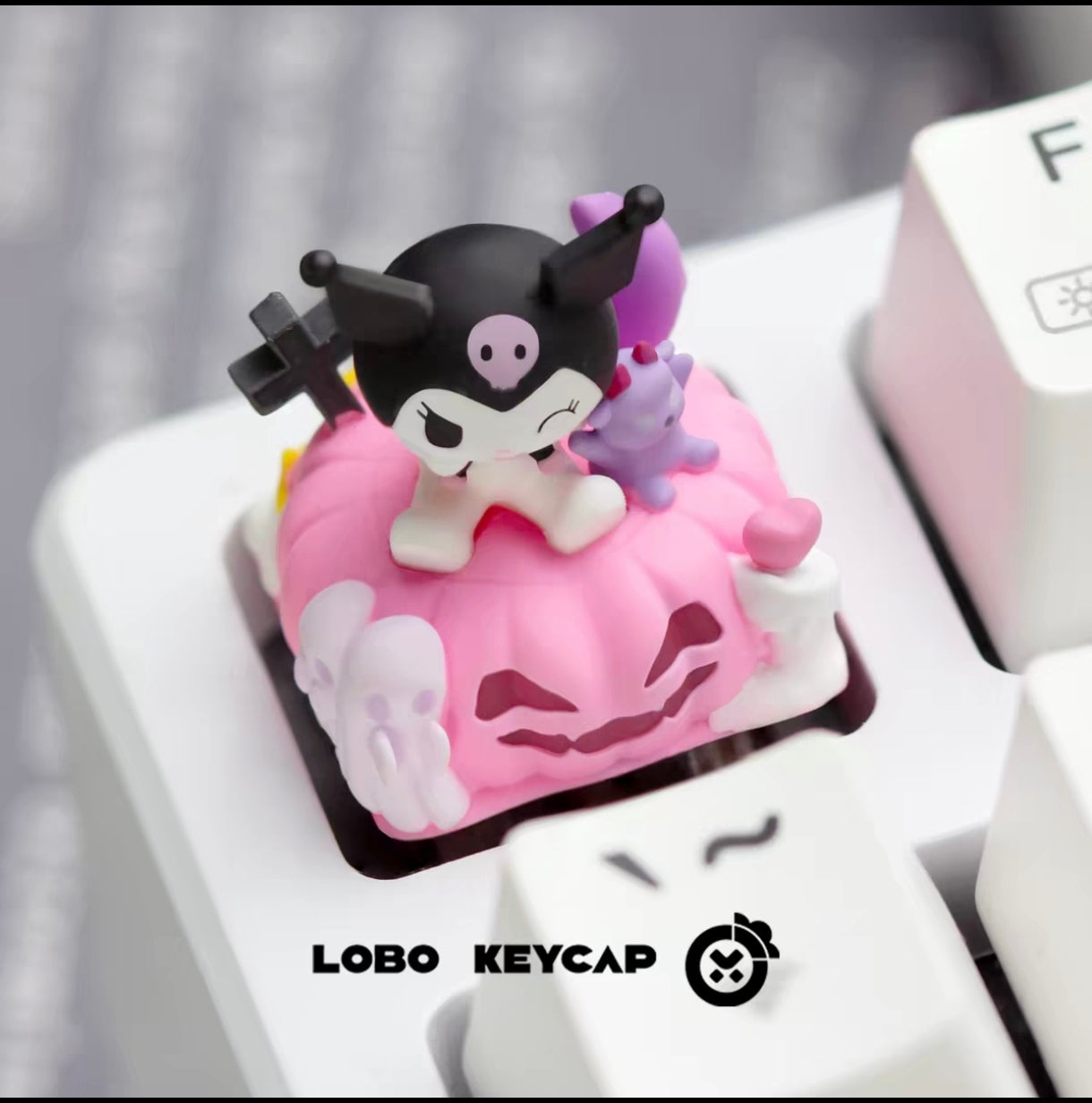 Lobo Sanrio Friends Kawaii Expression Artisan Keycaps – Hand-Cast Resin Mechanical Keyboard Accessories (Hello Kitty, Kuromi, My Melody, Pompompurin, Hangyodon)