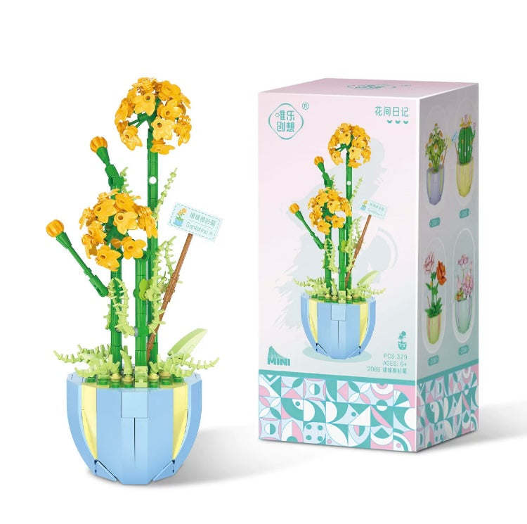 Mini Block Building Flower Dairy | Rose Jasmine Lilybell Daisy Cactus - Tiny Particle Assembly DIY Handmade Gift KawaiiGiftLand