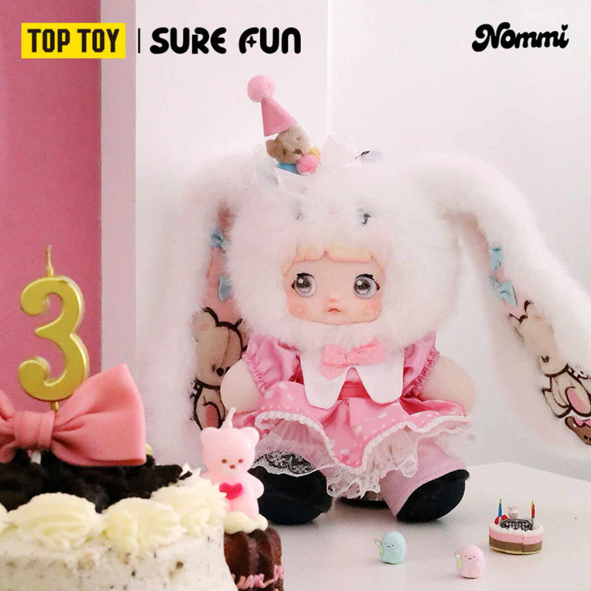 Nommi Treasure Collector Series Doll Collector plush doll with party balloons and a birthday cake