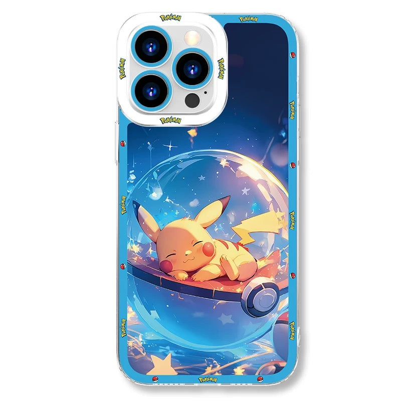 Japan Cartoon Pokemon Sweet Dream in Pokeball | Pikachu Gengar Greninja Squirtle Lucario Bulbasaur  - iPhone Case PLUS SE2 XS XR X 11 12 13 14 15 16 16e 17 17e Pro Promax 12mini 13mini