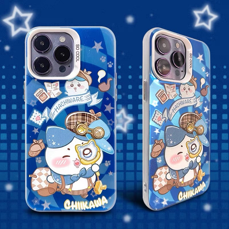 Japanese Cartoon ChiiKawa Detective Laser Case | ChiiKawa Hachiware Usagi Momonga - iPhone Case 11 12 13 14 15 16 16e 17 17e 18 Pro Promax