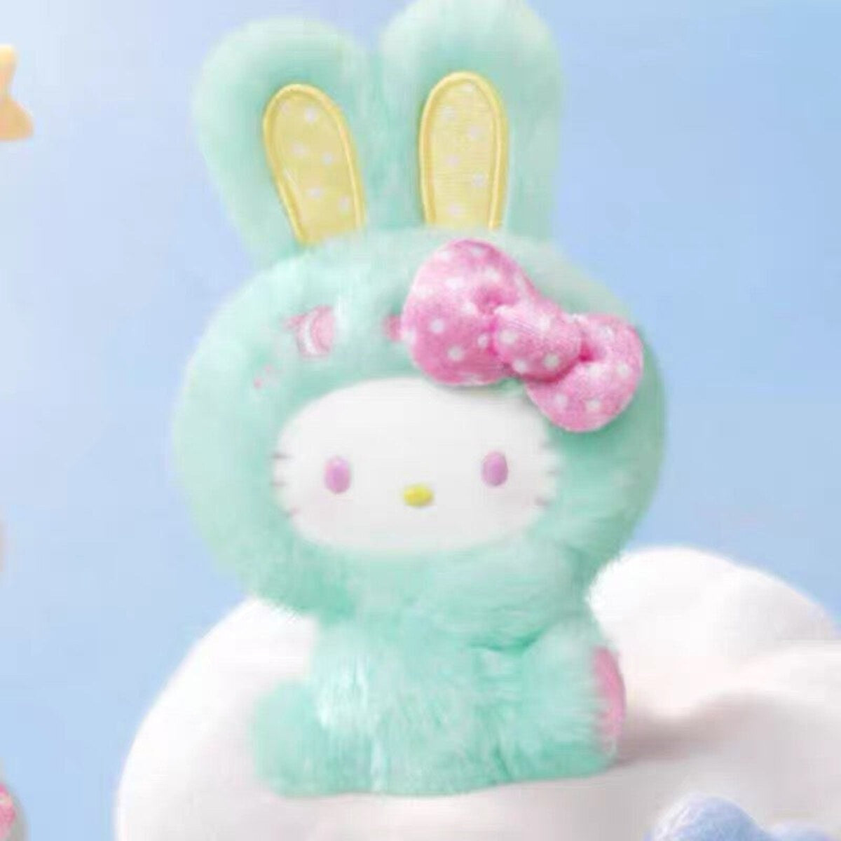 Mint Bunny - Hello Kitty Rainbow Bunny plush vinyl keychain pendant, opened and confirmed