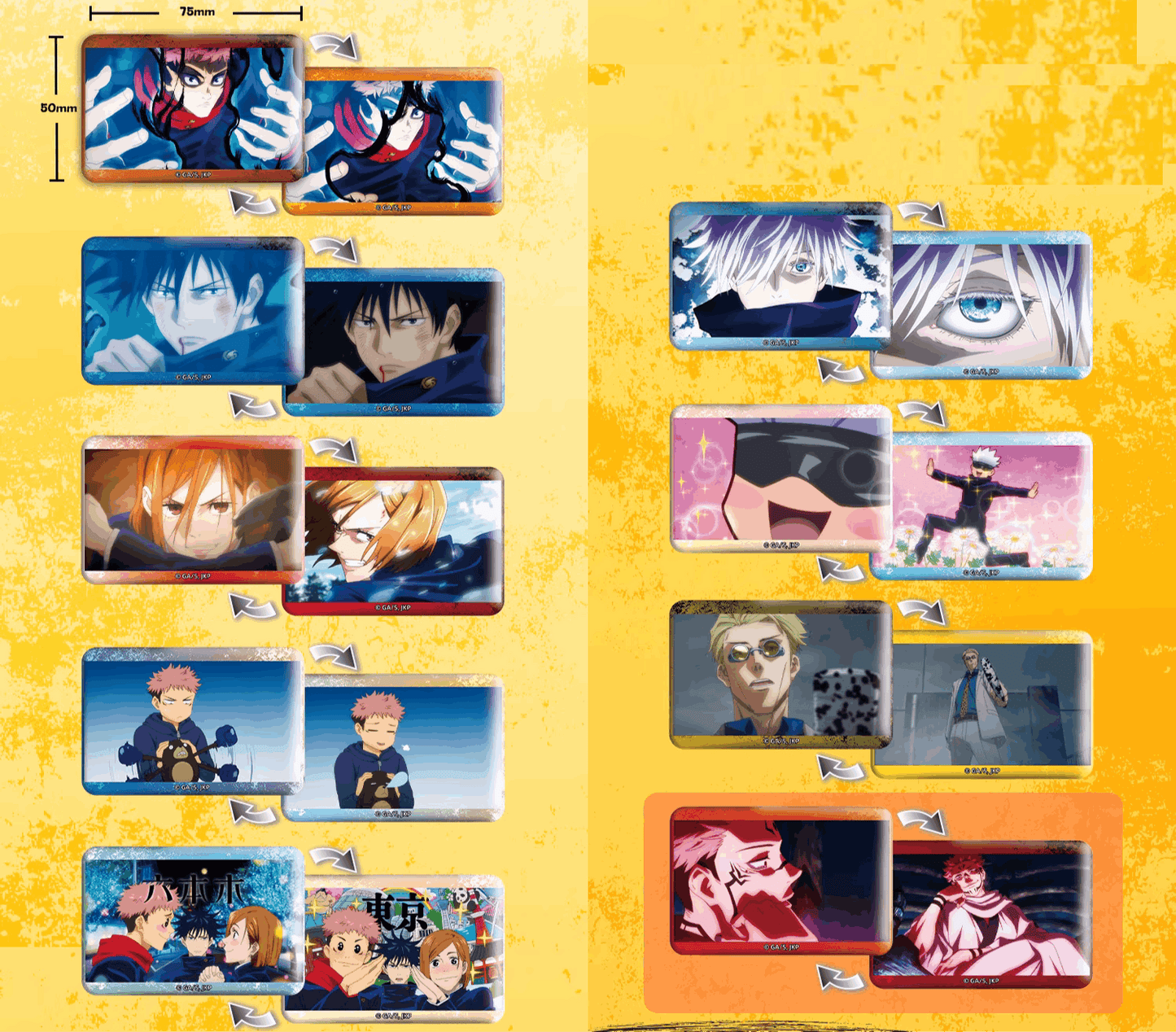 Japan Anime Jujutsu Kaisen | Yuji Megumi Nobara Satoru Grating Metal Badge Mystery Blind Bag - Cute Kawaii Item decoration