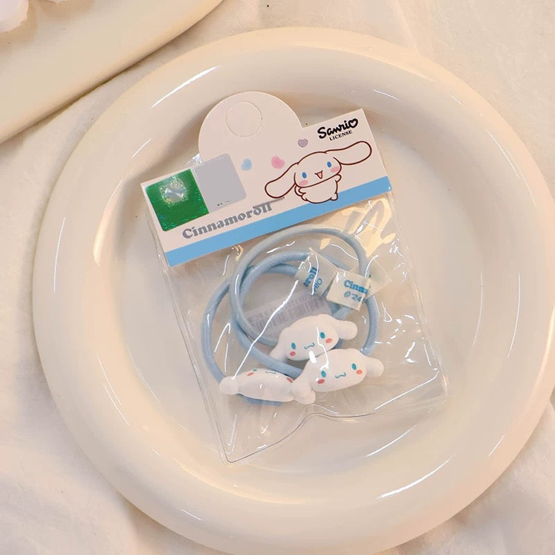 Sanrio Big Head Hair Tie 3pcs Set | Hello Kitty My Melody Kuromi Cinnamoroll  Pochacco KawaiiGiftLand