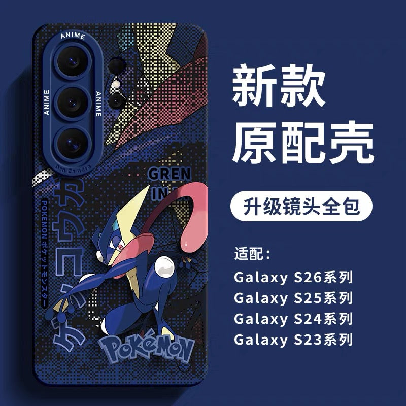 Japanese Cartoon Pokemon Silicone Case Digital Background Version | Charizard Gengar Sylveon Pikachu Mimikyu Greninja Lucario Umbreon - Phone Case Samsung Galaxy S26 S25 S24 S23 FE Ultra Edge