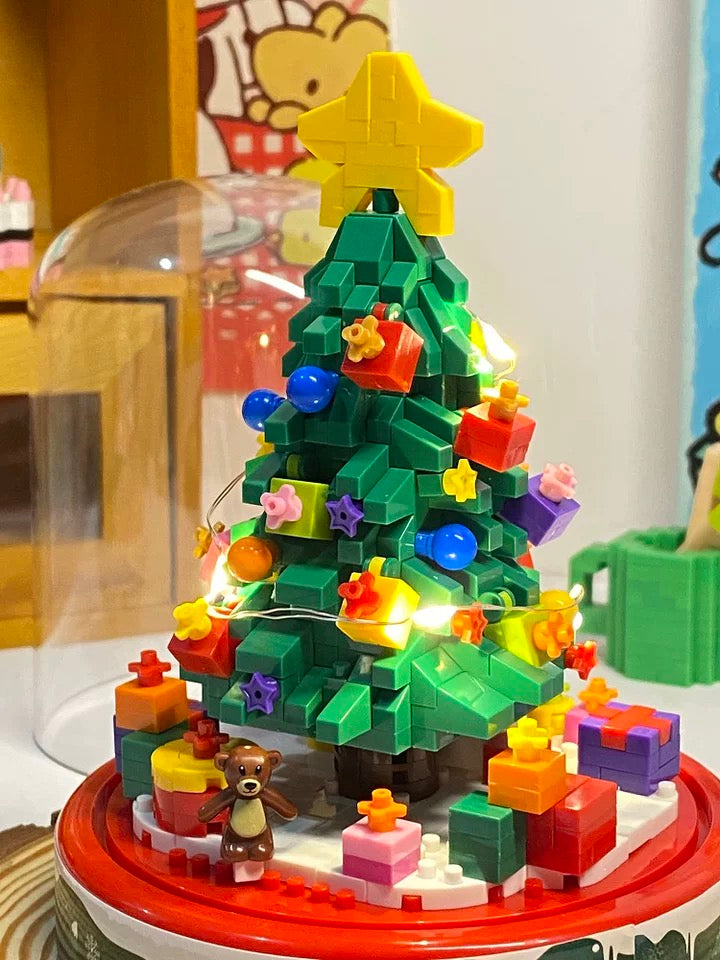 Mini Block Building with Cover | Christmas Tree - with LED Lights Xmas Gift DIY Handmade Gift KawaiiGiftLand