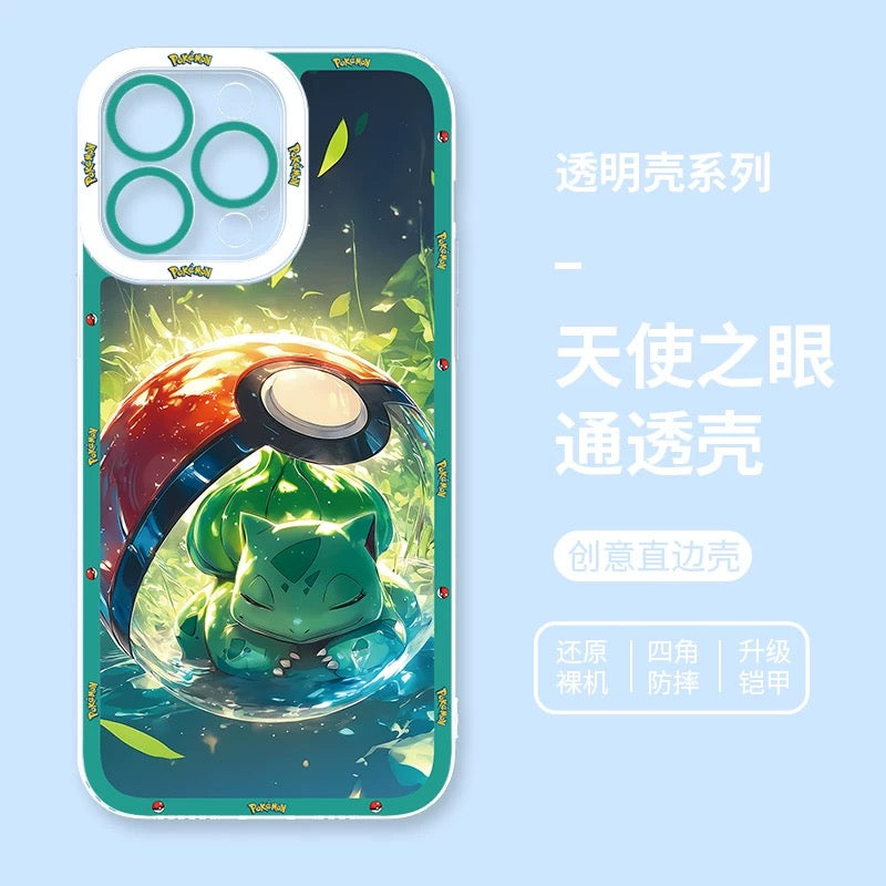 Japan Cartoon Pokemon Sweet Dream in Pokeball | Pikachu Gengar Greninja Squirtle Lucario Bulbasaur  - iPhone Case PLUS SE2 XS XR X 11 12 13 14 15 16 16e 17 17e Pro Promax 12mini 13mini