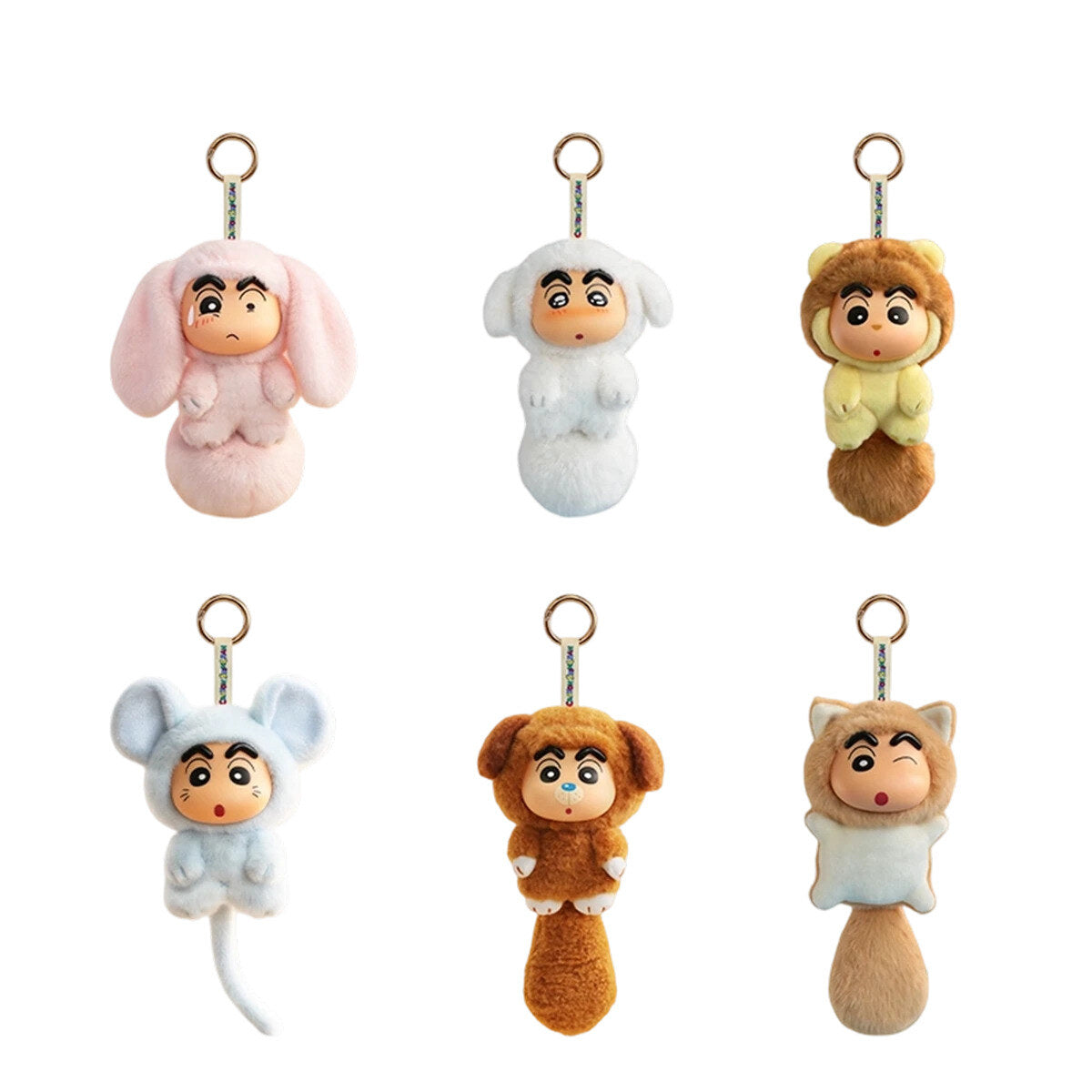 52TOYS Crayon Shin-chan Big Tails Series 2 plush keychain blind box lineup of six designs