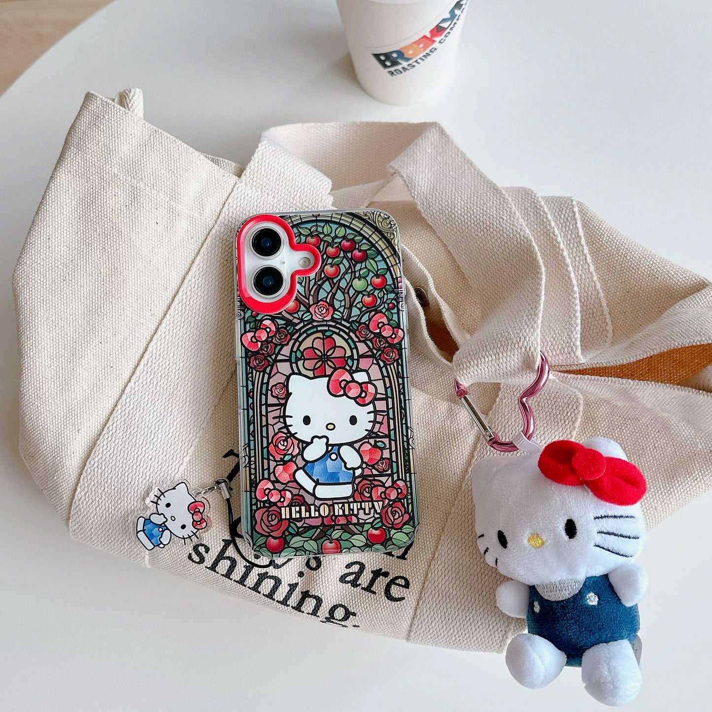 Japanese Cartoon Sanrio Laser Case with Strap | Glass Window Hello Kitty My Melody Kuromi Cinnamoroll - Phone Case Samsung Galaxy S26 S25 S24 S23 S22 S21 FE Ultra Edge