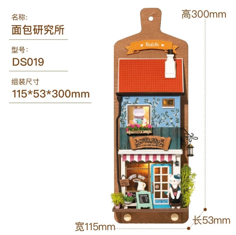 Craft Kits Wooden Hook Key Hanger | Animal Store - DIY Handmade Mini World Miniature Gift with LED Light Room Decoration