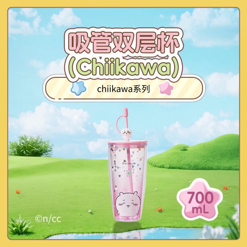 ChiiKawa X Miniso | ChiiKawa Hachiware Usagi Glitter Cool Warm Big Water Cup - Kawaii Item Decoration KawaiiGiftLand