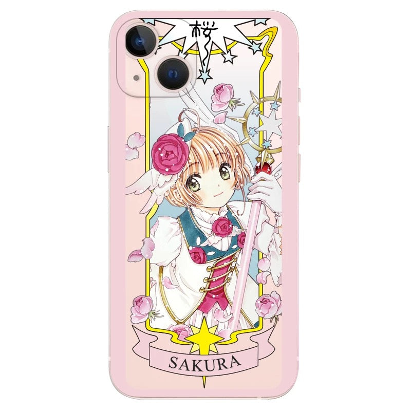 CardCaptorSakura Card Version Part 3 | Purple Flower & Rose - iPhone Case 6 7 8 PLUS SE2 XS XR X 11 12 13 14 15 16 Pro Promax 12mini 13mini KawaiiGiftLand