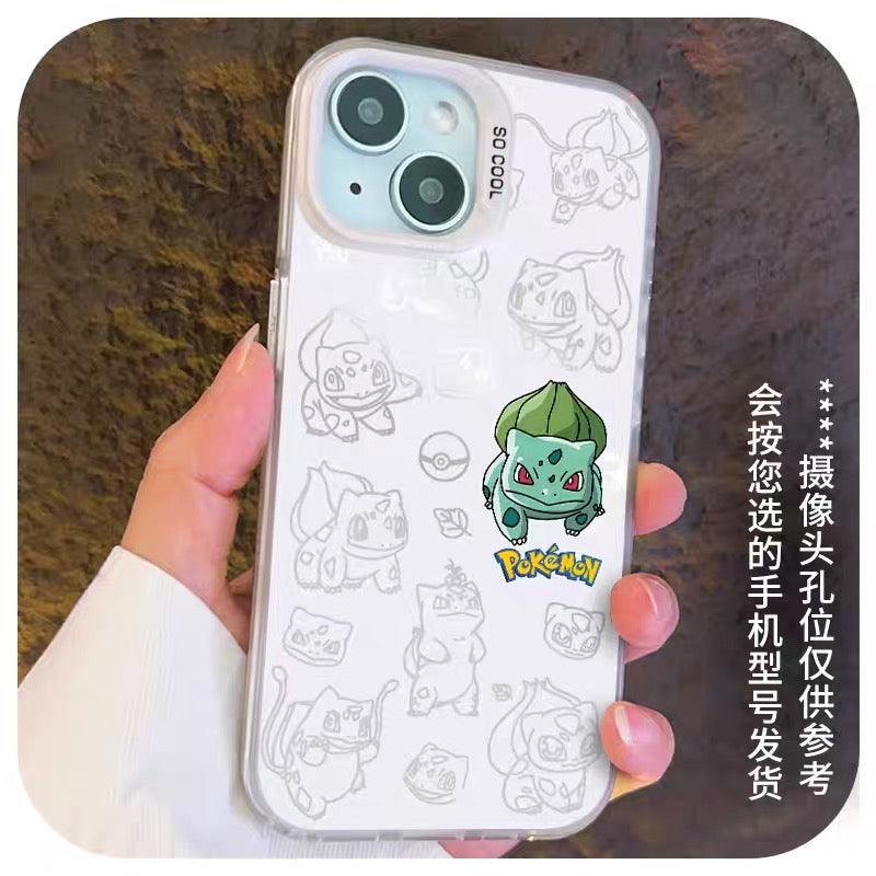 เคส iPhone ลายการ์ตูนญี่ปุ่นโปเกมอน แบบด้านและสีเงิน ภาค 3 | ปิกาจู, ชาร์แมนเดอร์, บัลบาซอร์, สควอเทิล, มิมิคคิว, จิกกลีพัฟ, มิว 8 สไตล์ - เคส iPhone PLUS SE2 XS XR X 11 12 13 14 15 16 16e 17 17e Pro Promax 12mini 13mini