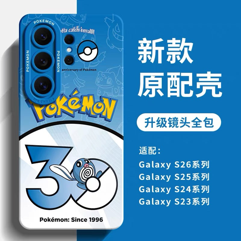日本語漫画ポケモンシリコンケース ポケモン30周年バージョンパート2 | ミニリュウ タッツー ニョロモ キャタピー ガーディ ロコン カラカラ イーブイ 8スタイル - サムスン ギャラクシー S26 S25 S24 S23 FE ウルトラ エッジ用スマホケース