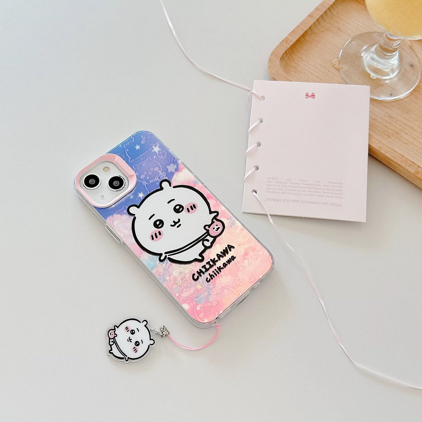 Japanese Cartoon iPhone Case with Strap | Laser Outing ChiiKawa Hachiware Usagi Momonga - iPhone CasePhone Case  7 8 PLUS SE2 XS XR X 11 12 13 14 15 16 Pro Promax 12mini 13mini KawaiiGiftLand