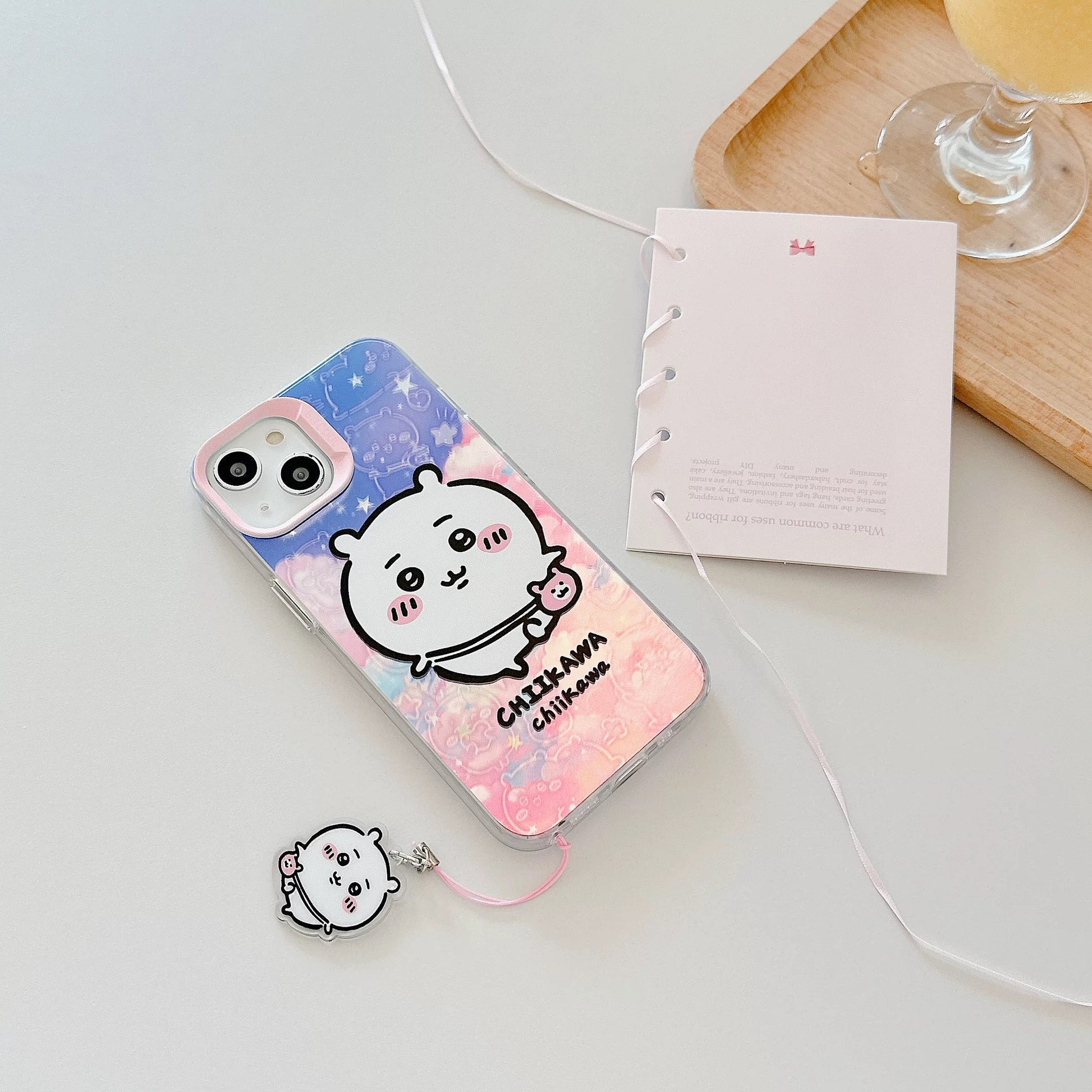 Japanese Cartoon iPhone Case with Strap | Laser Outing ChiiKawa Hachiware Usagi Momonga - iPhone CasePhone Case  7 8 PLUS SE2 XS XR X 11 12 13 14 15 16 Pro Promax 12mini 13mini KawaiiGiftLand