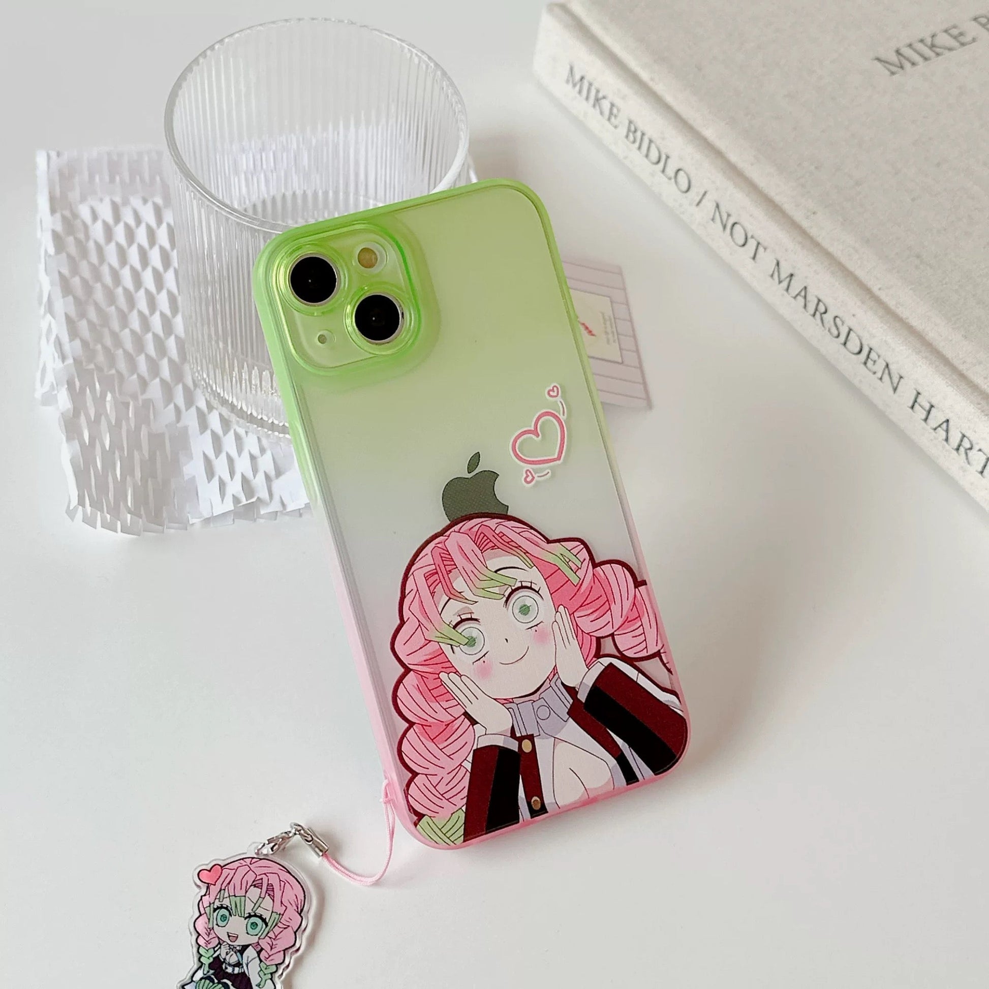 Japanese Anime Kimetsu no Yaiba Demon Slayer Colourful Clean Case | Kanroji Mitsuri Love Hashira with Heart - iPhone Case 7 8 PLUS SE2 XS XR X 11 12 13 14 Pro Promax 12mini 13mini KawaiiGiftLand