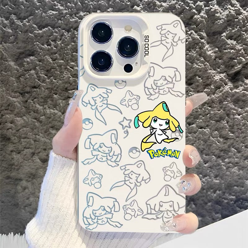 Japanese Cartoon Pokemon Matt & Silver Case Part2 | Psyduck Snorlax Gengar Piplup Rowlet Jirachi 6 Styles - iPhone Case PLUS SE2 XS XR X 11 12 13 14 15 16 16e 17 17e 18 Pro Promax 12mini 13mini