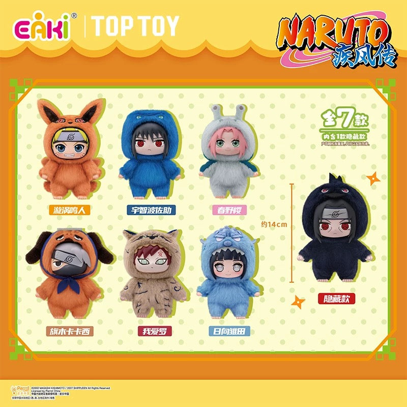 TopToy X Naruto Ninja Part 1 Series Limited Edition | Naruto Shippuuden Cute Beast Naruto Sasuke Sakura Kakashi Gaara Hinata Itachi - Vinyl Face Plush Doll Figure Keychain 