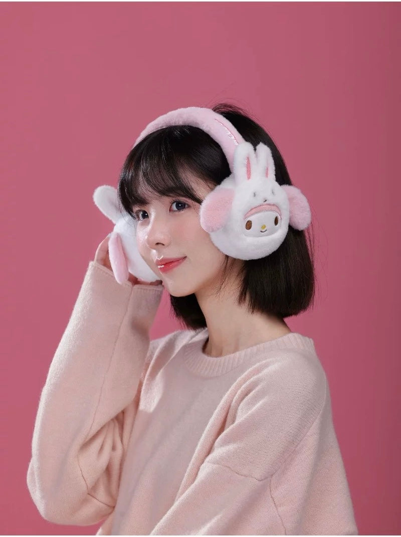 Sanrio Fluffy Earmuffs with Animals friends | My Melody Kuromi Cinnamoroll Pompompurin Pochacco - Headband and Hair Winter Accessory Outfits KawaiiGiftLand