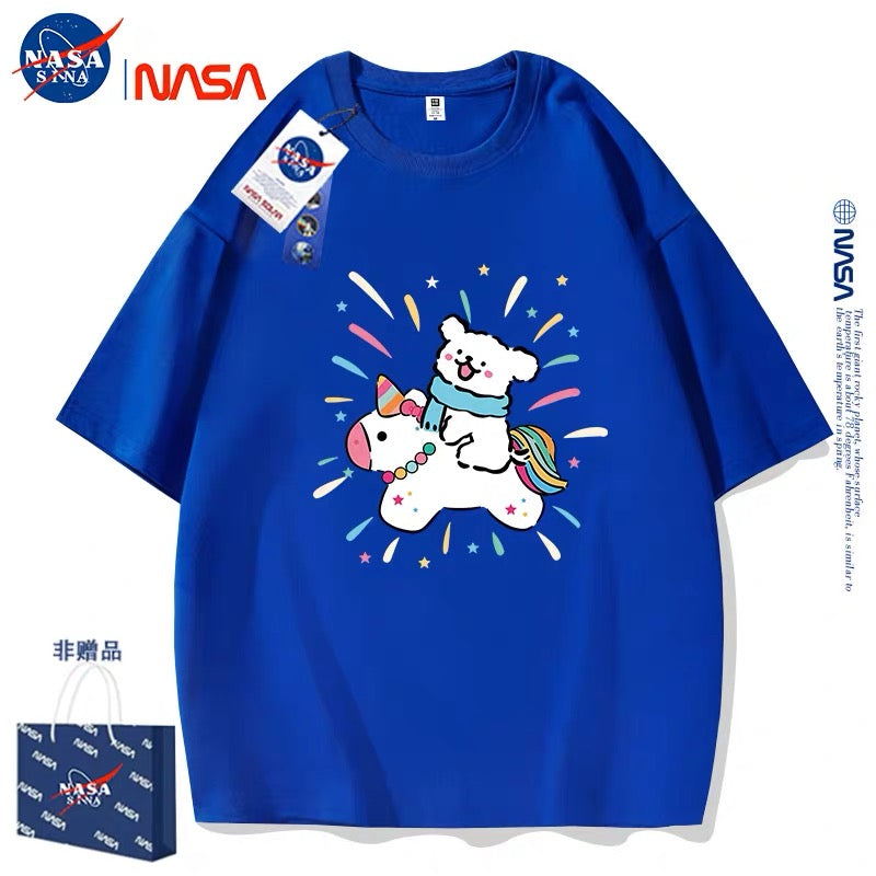 Cute Cartoon Doggie Maltese Puppy Style T-Shirt Series | Ride on Unicorn Part1 - Kawaii Fashion Items for Child & Adult Matching outfits for Parents and Children