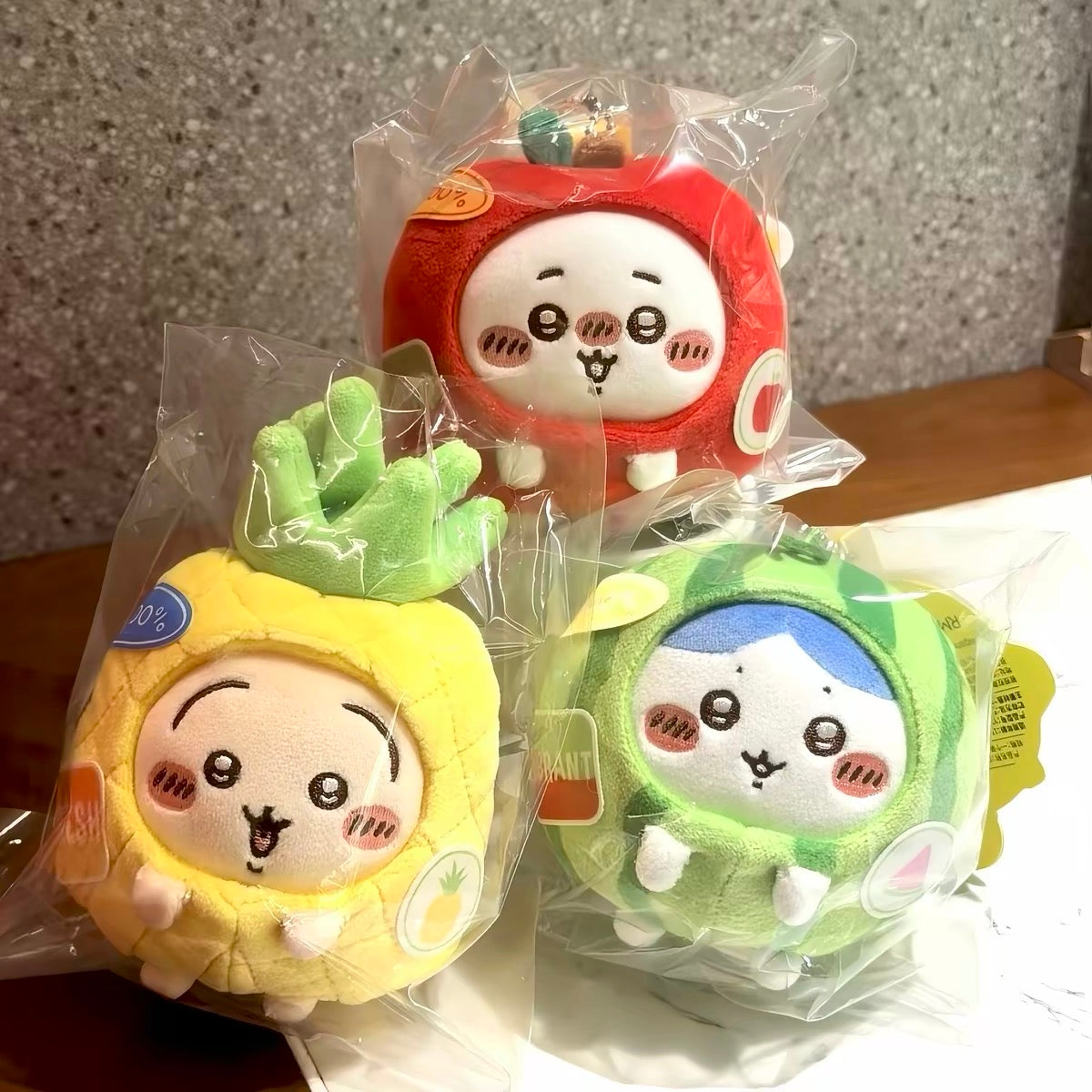 치이카와 × 미니소 과일 시장 시리즈 과일 시장 과일 변신 봉제 인형 키링 | 치이카와·하치와레·우사기·모몽가 - 귀여운 소품·방 장식 인형