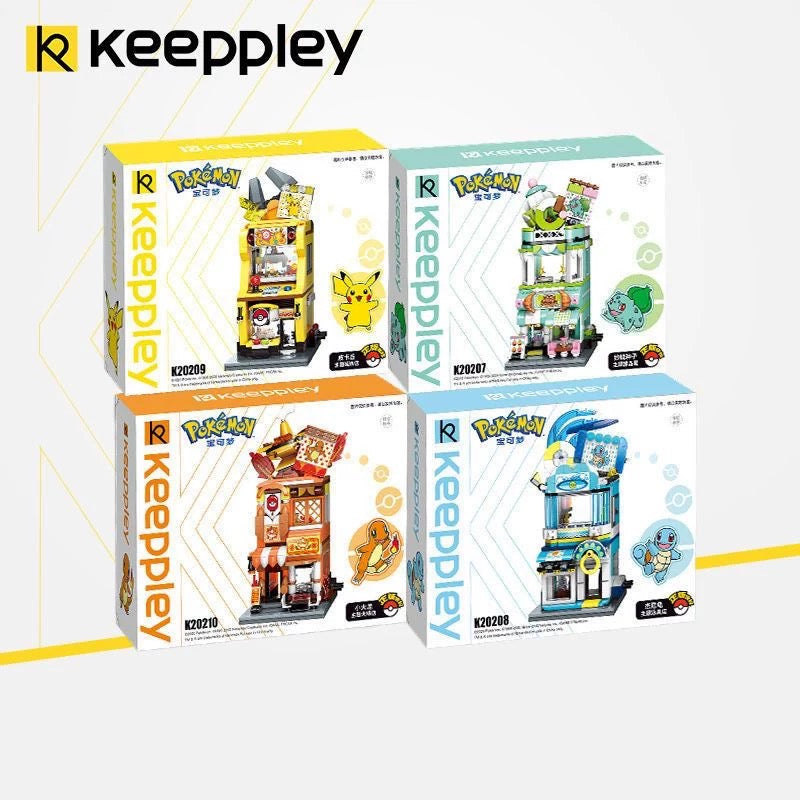 Pokemon Style Fun Shopping Street | Pikachu Charmander Squartle Bulbasaur - Building Blocks Toy Collections KawaiiGiftLand