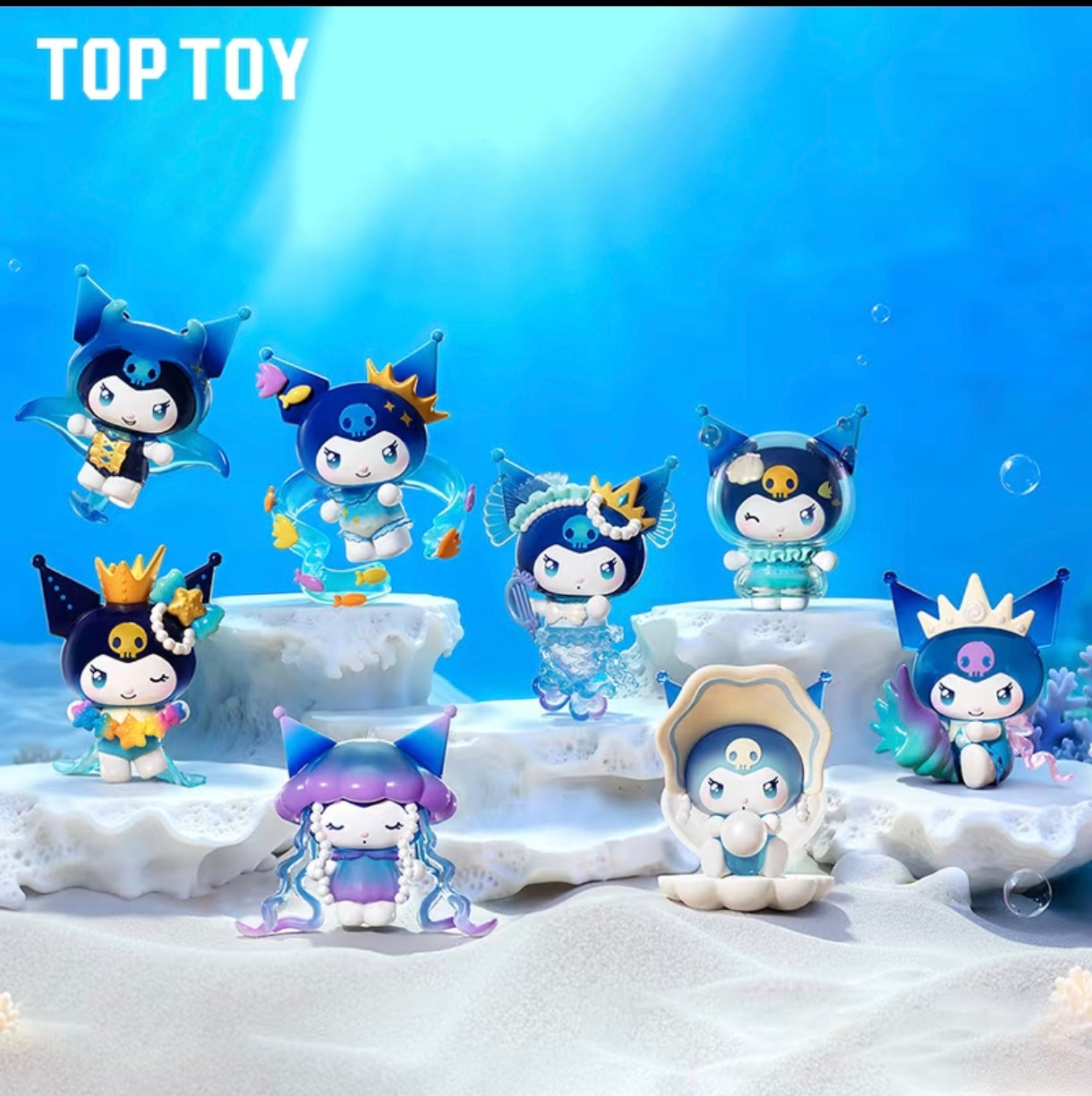 TOPTOY x Sanrio Kuromi Deep Sea Mystery Series Blind Box – Kawaii Mermaid Collectible Figure & Gothic Desk Decor