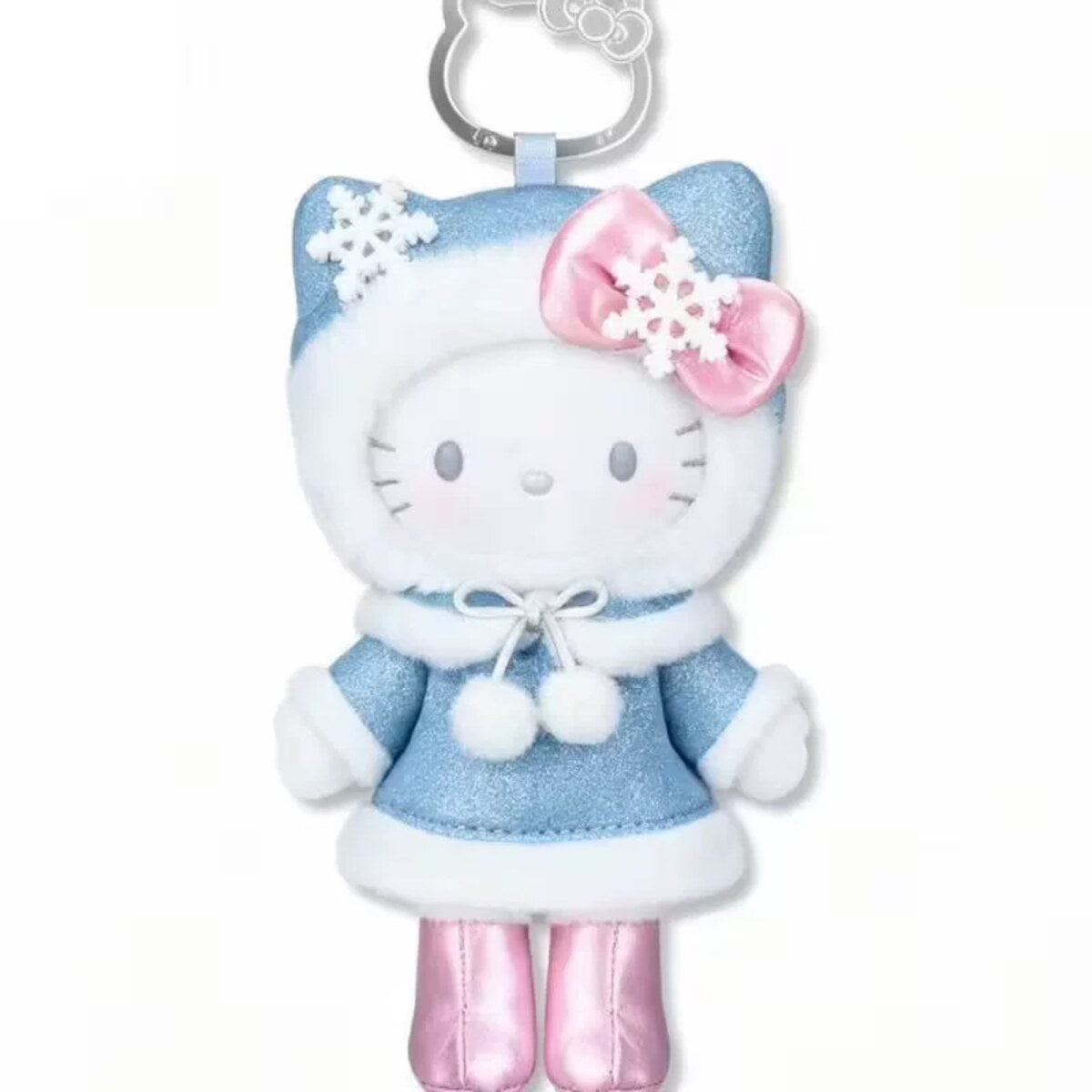 Secret design - Icy Blue Snow Sprite Hello Kitty plush pendant in a white and blue snowflake hood