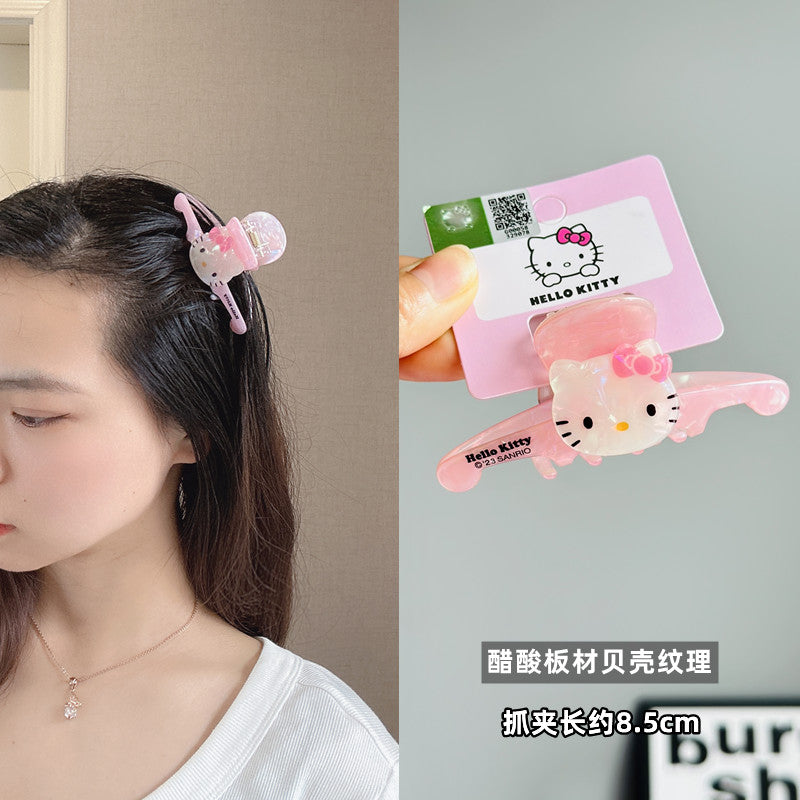 Hello Kitty Pastel Pink Acetate Medium Claw Clip 8.5cm - Sanrio licensed acrylic claw clip