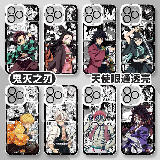 Japanese Anime Kimetsu no Yaiba Demon Slayer Comic with Anime Style | Tanjiro Nezuko Giyuu Muichiro Zenitsu Sanemi Akaza Hakuji Kokushibou Tsugikuni Michikatsu - iPhone Case 6 7 8 PLUS SE2 XS XR X 11 12 13 14 15 16 16e 17 17e Pro Promax 12mini 13mini