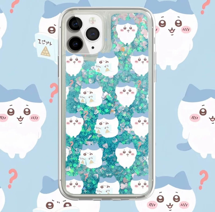 Japanese Cartoon Chiikawa Kawaii FullScreen | ChiiKawa Hachiware Usagi Glitter QuickSand iPhone Case 6 7 8 PLUS SE2 XS XR X 11 12 13 14 15 16 Pro Promax 12mini 13mini KawaiiGiftLand