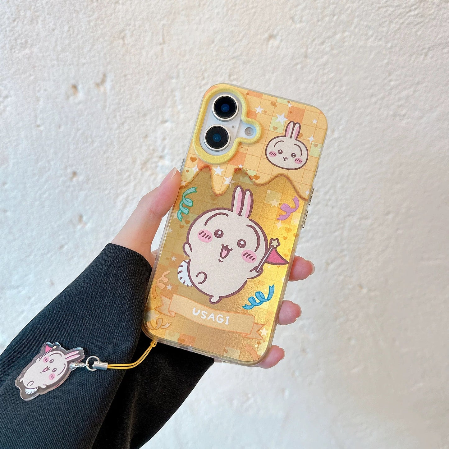 Japanese Cartoon ChiiKawa Laser Phone Case with Strap | Happy Party Chiikawa Hachiware Usagi Momonga - Phone Case Samsung Galaxy S26 S25 S24 S23 S22 S21 FE Ultra Edge