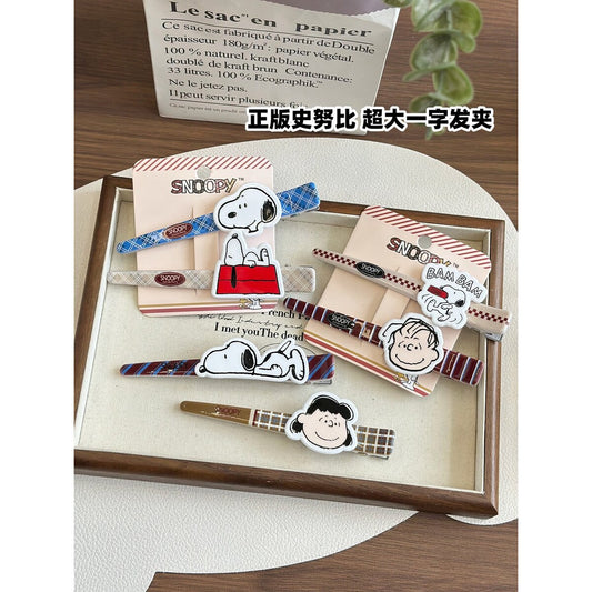 Licensed Snoopy extra-large bar hair clips - three 2-piece sets on cards