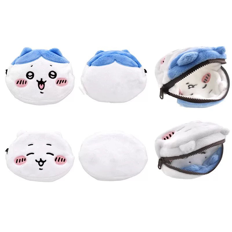 Japanese Cartoon Chiikawa Double Face Make Up Bag | ChiiKawa Hachiware Usagi Momonga Monster - Kawaii Plush Doll Purse Bag KawaiiGiftLand