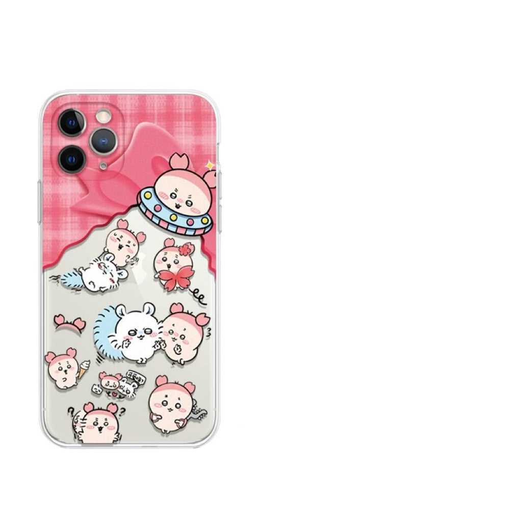 Japanese Cartoon ChiiKawa | Momonga Rakko Crab UFO Clear - iPhone Case 11 12 13 14 15 16 Pro Promax KawaiiGiftLand