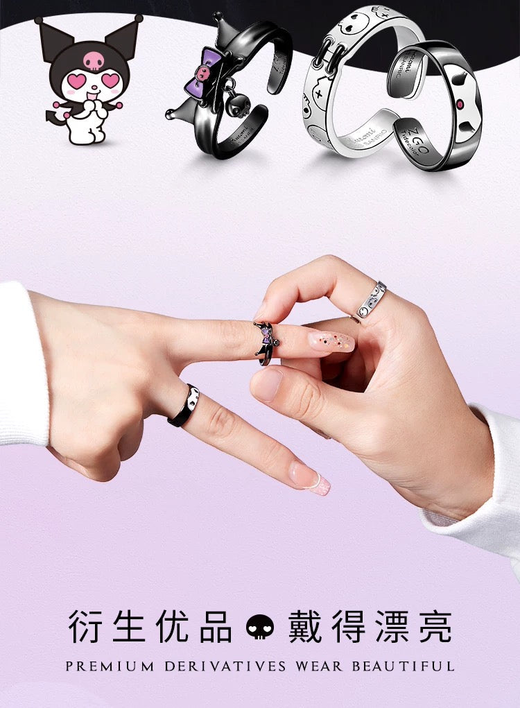 Sanrio x ZGO | Kuromi Couple Ring Girl & Boy Size 3 Style | Kawaii Accessories Ring with Ring Box KawaiiGiftLand