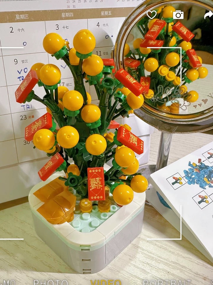 Mini Block Christmas Tree Chinese New Year | Green Pink Xmas Tree Tangerine -  Building Block Christmas Gift DIY Handmade Gift KawaiiGiftLand