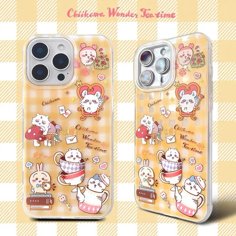 Japanese Cartoon ChiiKawa Wonder Time Tea | Matt Yellow & White Case - iPhone Case 11 12 13 14 15 16 16e 17 17e 18 Pro Promax