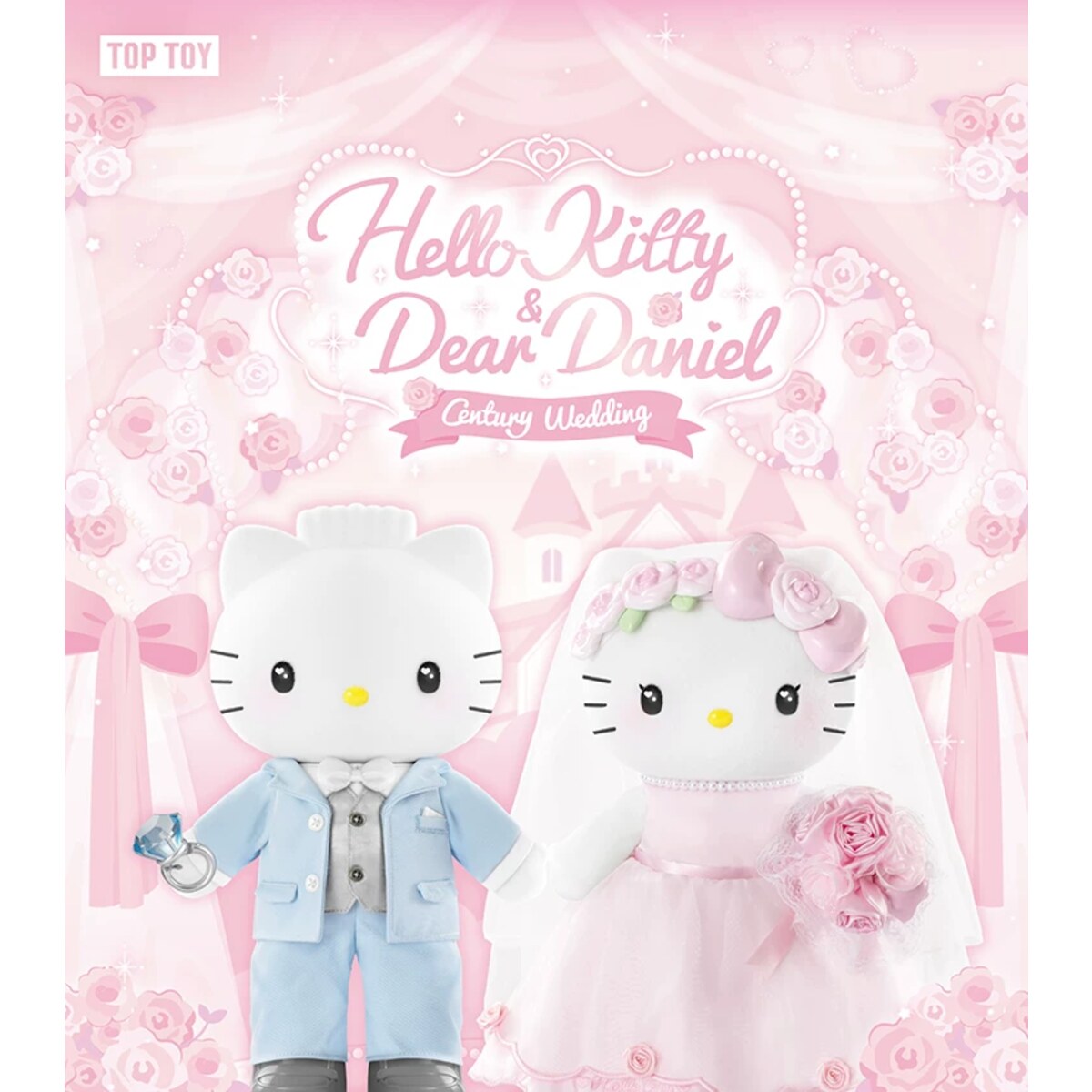 Hello Kitty and Dear Daniel Century Wedding key art with pink roses and ribbons