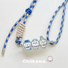 Japanese Cartoon Phone Back Clip with Phone Lanyard | Chiikawa Blue & Beige - for All Smart Phones
