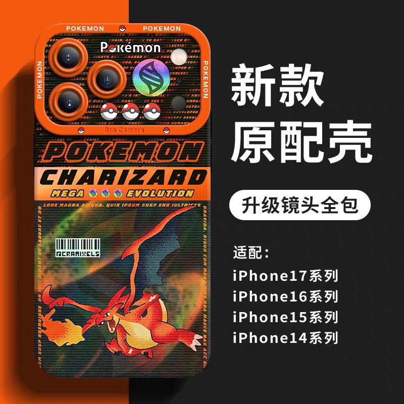 일본 만화 포켓몬 실리콘 케이스 메가진화 홀로그램 버전 파트 1 | 파이리 X Y, 개굴닌자, 루카리오Z, 팬텀, 앱솔, 망나뇽, 제라오라 8가지 스타일 - iPhone Plus SE2 XS XR X 11 12 13 14 15 16 16e 17 17e 18 Pro Pro Max 12 mini 13 mini 케이스