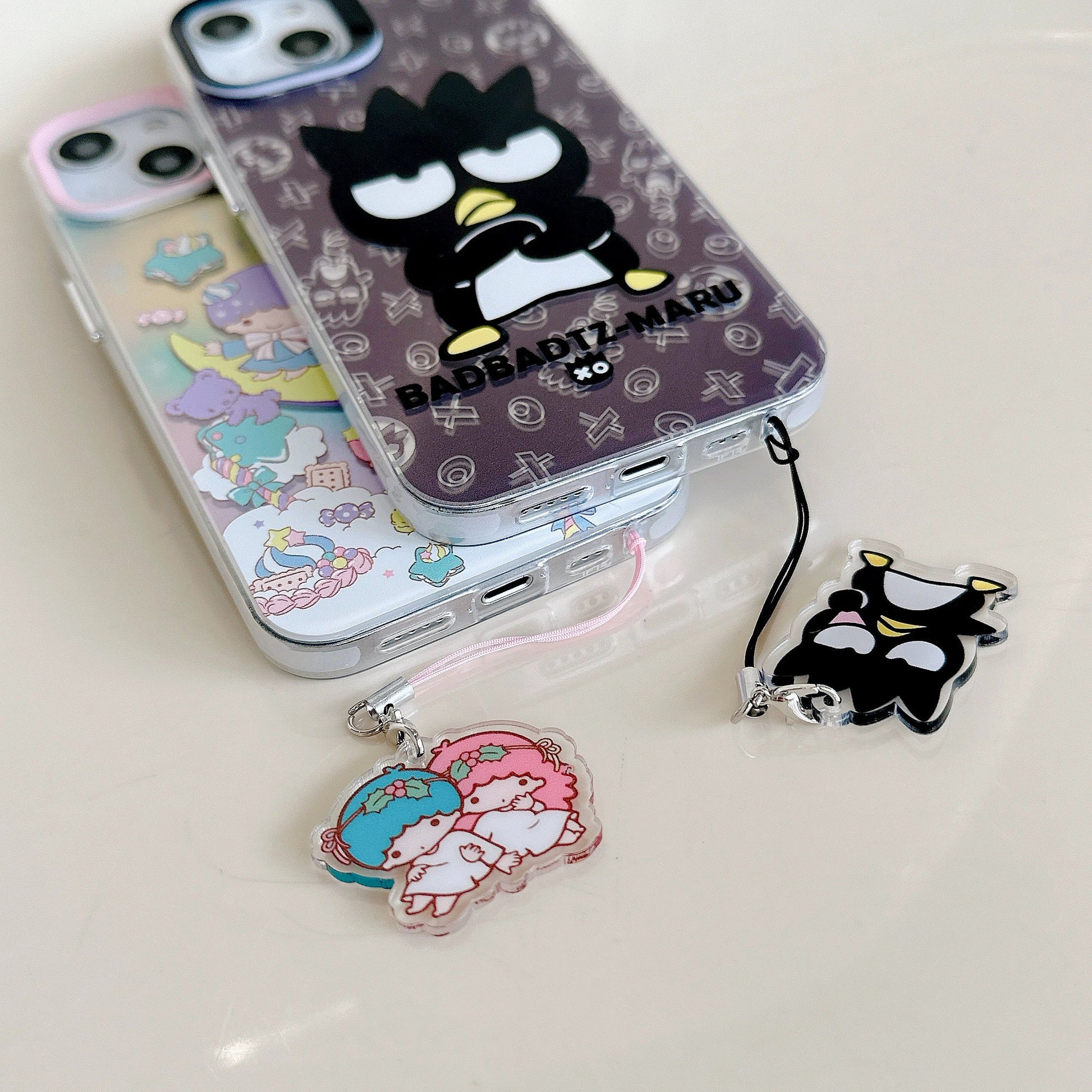 Japanese Cartoon iPhone Case with Strap | Laser Bad Badtz Maru XO Little Twin Stas - iPhone CasePhone Case  7 8 PLUS SE2 XS XR X 11 12 13 14 15 Pro Promax 12mini 13mini